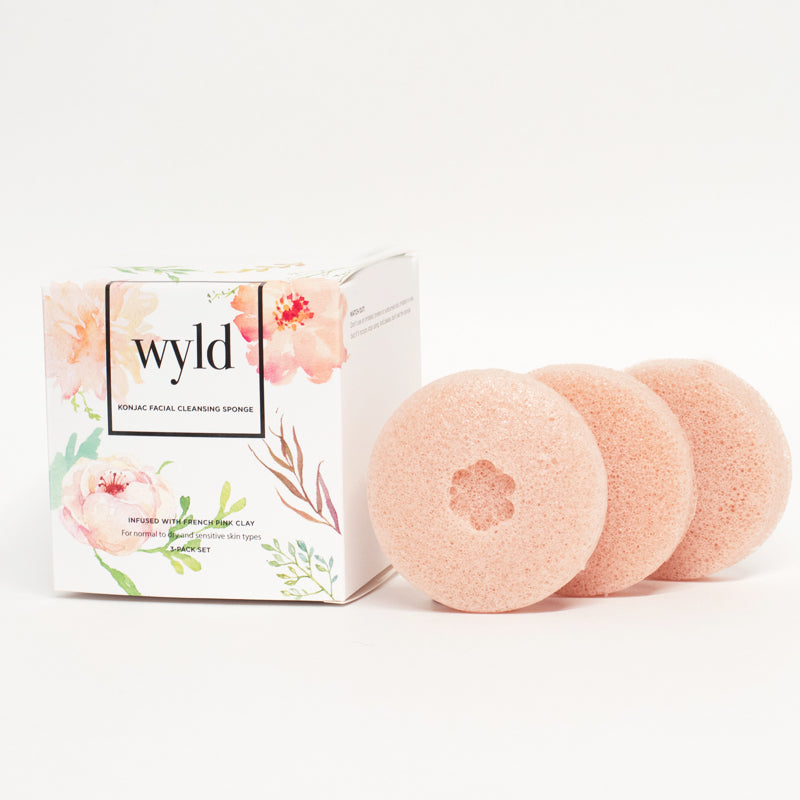 FRENCH PINK CLAY KONJAC SPONGE - PACK OF 3 | Wyld Skincare